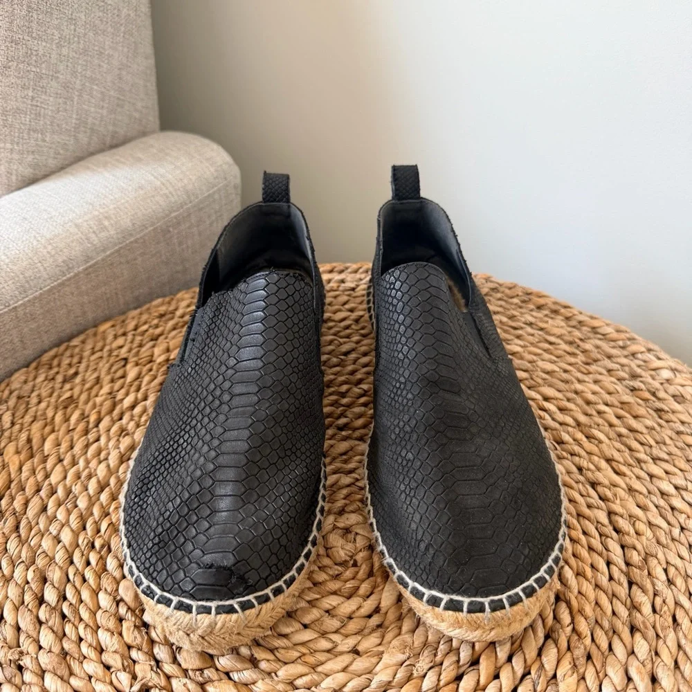 Vince Black Textured Espadrille Slip-Ons